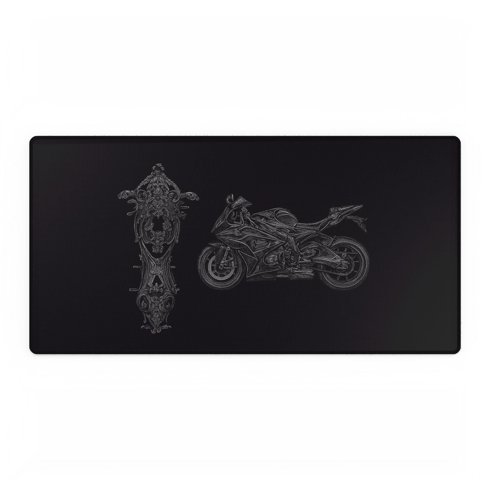 Motorcycle Themed Desk Mat - Premium Black Gaming & Office Accessories for Enthusiasts
