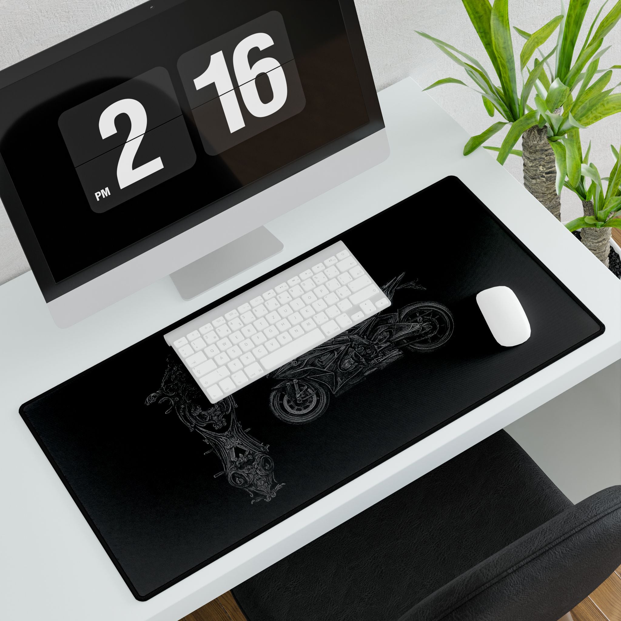 Motorcycle Themed Desk Mat - Premium Black Gaming & Office Accessories for Enthusiasts
