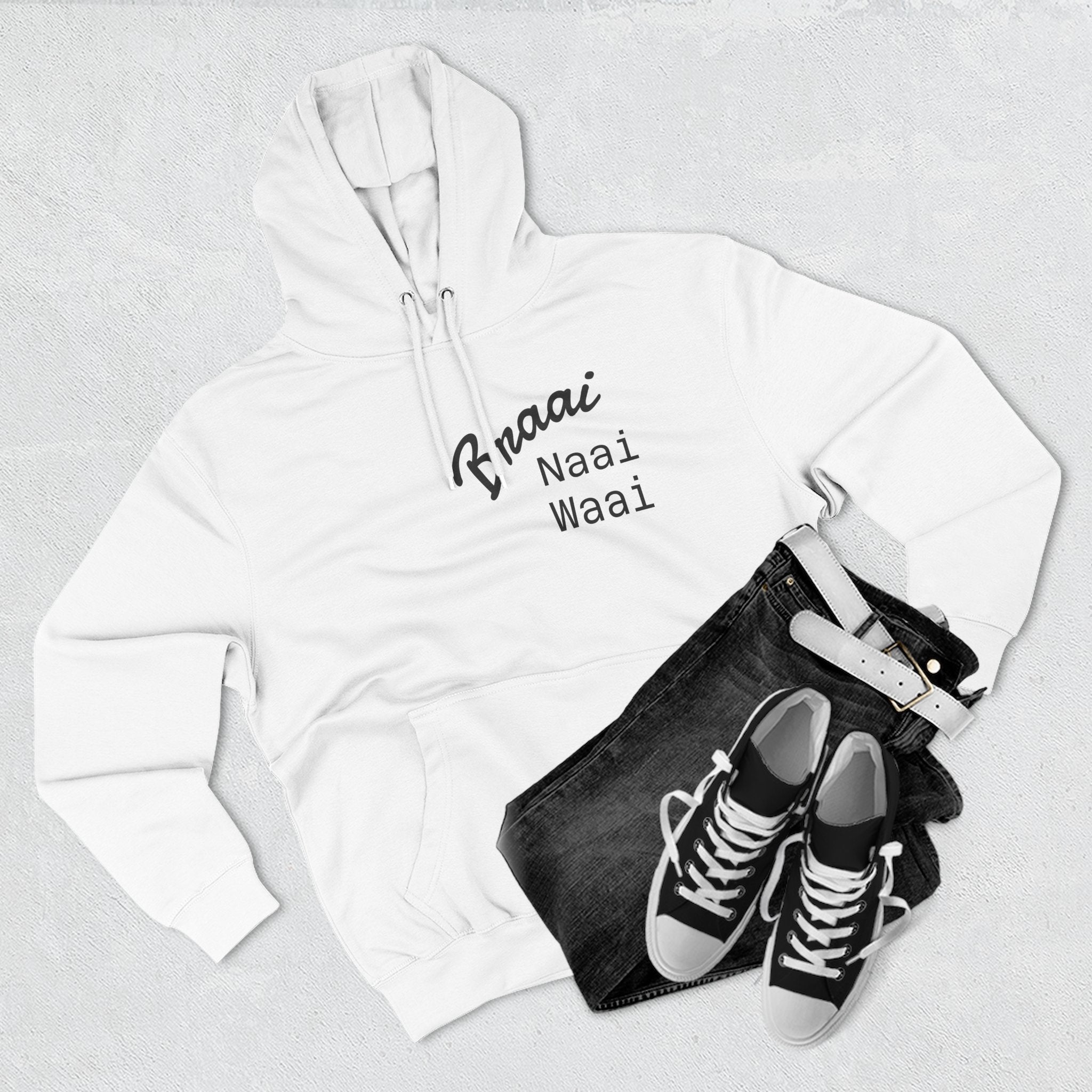 Braai Naai Waai Hoodie — 'Sorry né' Casual Fleece Pullover